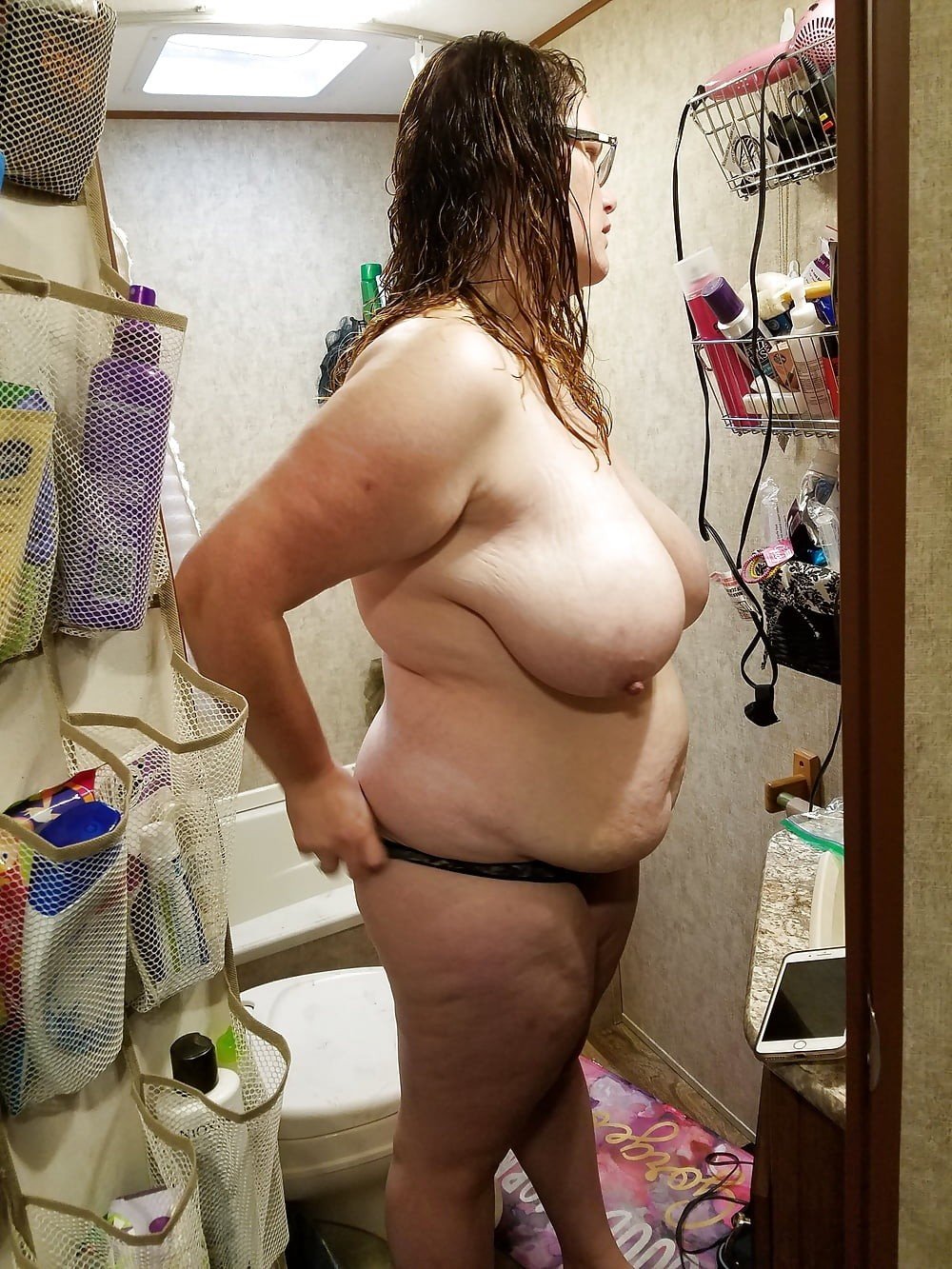 Mature BBW Amateur Mom is Big Tits milf in the Shower at Home